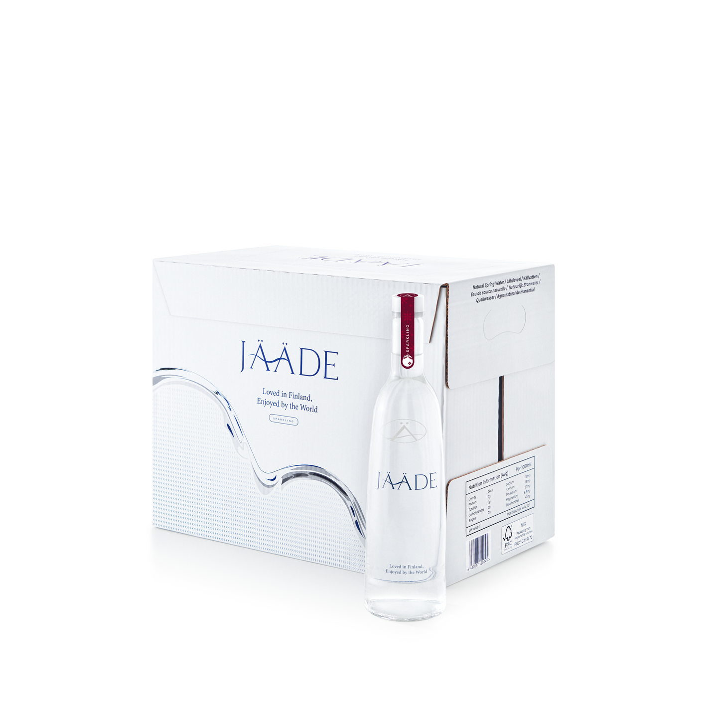 JÄÄDE Sparkling Mineral Water - 15 Glass Bottles x 750ml (Carton)