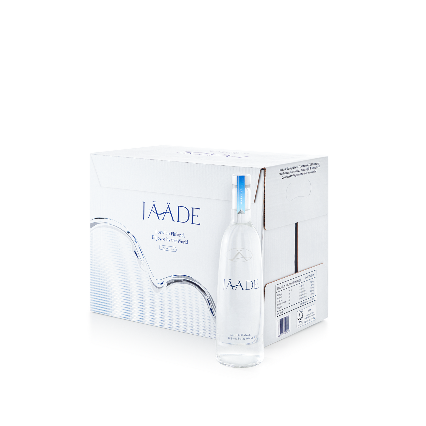 Jääde Sparkling Mineral Water - 15 Glass Bottles x 750ml (Carton)